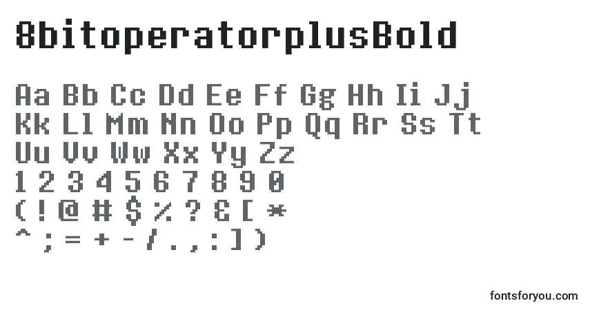 Czcionka 8bitoperatorplusBold – alfabet, cyfry, specjalne znaki