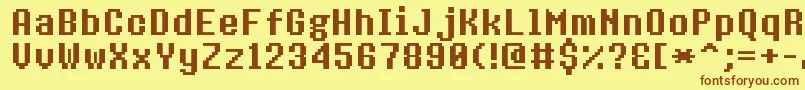 More about 8bitoperatorplusBold Font 8bitoperatorplusBold Font – Brown Fonts on Yellow Background