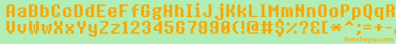 8bitoperatorplusBold-Schriftart – Orangefarbene Schriften auf grünem Hintergrund