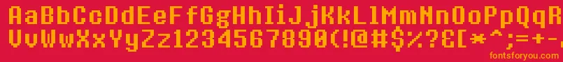 8bitoperatorplusBold Font – Orange Fonts on Red Background