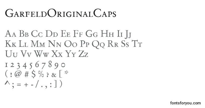 A fonte GarfeldOriginalCaps – alfabeto, números, caracteres especiais