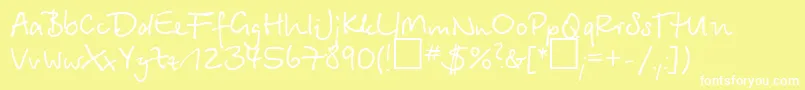 フォントBetinascriptNormal – 黄色い背景に白い文字