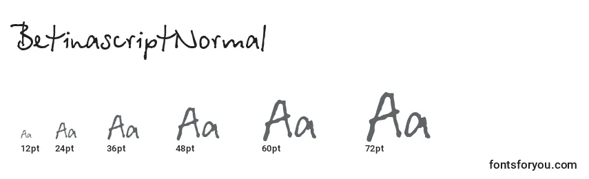 Размеры шрифта BetinascriptNormal
