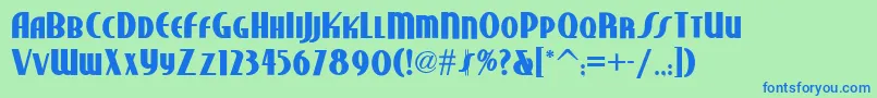 Fonte StudebakerNfBold – fontes azuis em um fundo verde