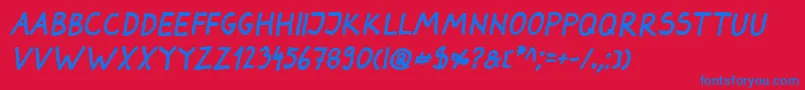 DarbogBoldItalic-fontti – siniset fontit punaisella taustalla