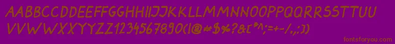 DarbogBoldItalic-fontti – ruskeat fontit violetilla taustalla