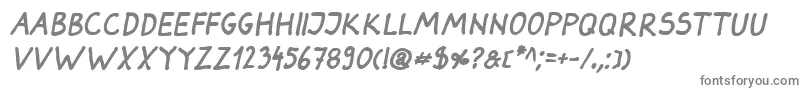 DarbogBoldItalic-fontti – harmaat kirjasimet valkoisella taustalla