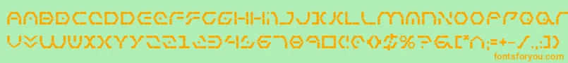 フォントZetaSentryBold – オレンジの文字が緑の背景にあります。