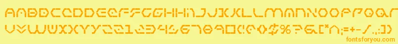 フォントZetaSentryBold – オレンジの文字が黄色の背景にあります。