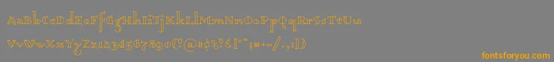 Dagerotypos0003フォントについての詳細 フォントDagerotypos0003 – オレンジの文字は灰色の背景にあります。