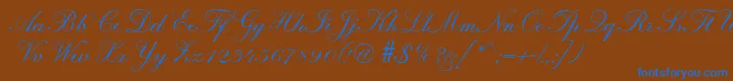 R690ScriptRegular Font – Blue Fonts on Brown Background