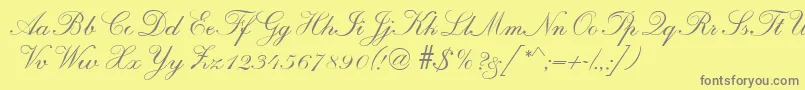 R690ScriptRegular Font – Gray Fonts on Yellow Background