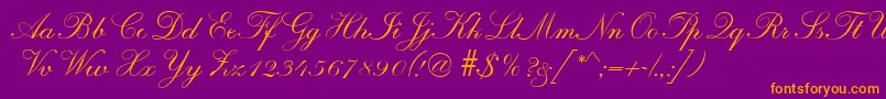 fuente R690ScriptRegular – Fuentes Naranjas Sobre Fondo Morado