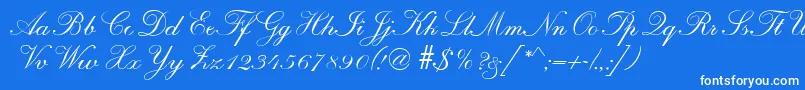 R690ScriptRegular Font – White Fonts on Blue Background