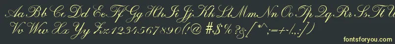 R690ScriptRegular Font – Yellow Fonts on Black Background