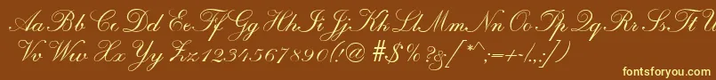 R690ScriptRegular Font – Yellow Fonts on Brown Background