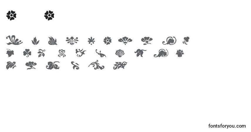 Czcionka FleursFont – alfabet, cyfry, specjalne znaki