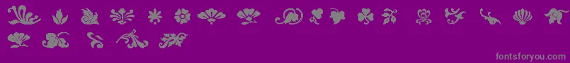 FleursFont-Schriftart – Graue Schriften auf violettem Hintergrund