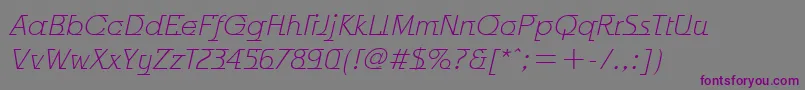 Czcionka OdysseeItcTtLightitalic – fioletowe czcionki na szarym tle