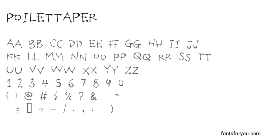 A fonte Poilettaper – alfabeto, números, caracteres especiais