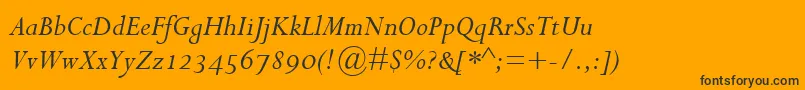 Шрифт PerpetuaItalicOsf – чёрные шрифты на оранжевом фоне