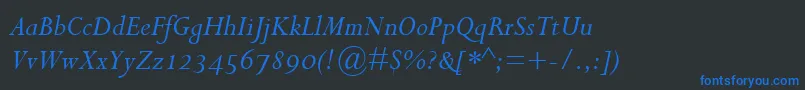 PerpetuaItalicOsf Font – Blue Fonts on Black Background