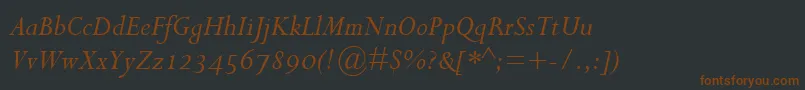 フォントPerpetuaItalicOsf – 黒い背景に茶色のフォント
