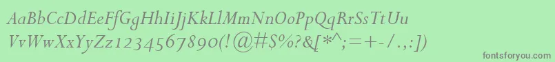 Шрифт PerpetuaItalicOsf – серые шрифты на зелёном фоне