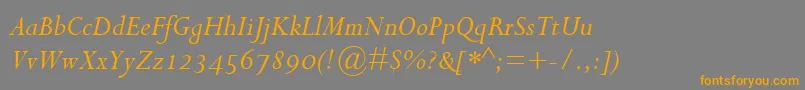 フォントPerpetuaItalicOsf – オレンジの文字は灰色の背景にあります。