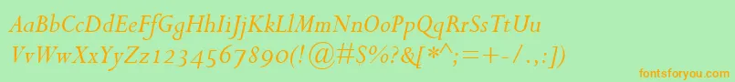 PerpetuaItalicOsf Font – Orange Fonts on Green Background