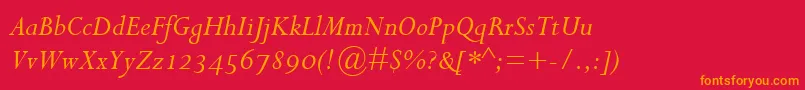 フォントPerpetuaItalicOsf – 赤い背景にオレンジの文字