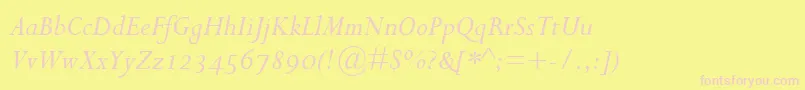 PerpetuaItalicOsf Font – Pink Fonts on Yellow Background