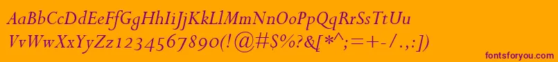 PerpetuaItalicOsf Font – Purple Fonts on Orange Background