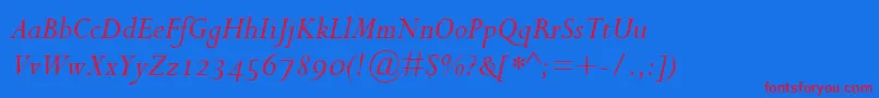 PerpetuaItalicOsf Font – Red Fonts on Blue Background