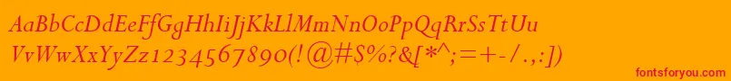 フォントPerpetuaItalicOsf – オレンジの背景に赤い文字