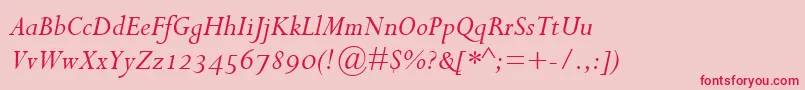 PerpetuaItalicOsf Font – Red Fonts on Pink Background