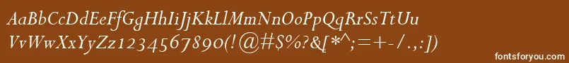PerpetuaItalicOsf Font – White Fonts on Brown Background