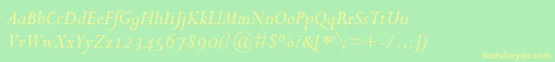 PerpetuaItalicOsf Font – Yellow Fonts on Green Background