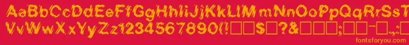 フォントLowweRegular – 赤い背景にオレンジの文字