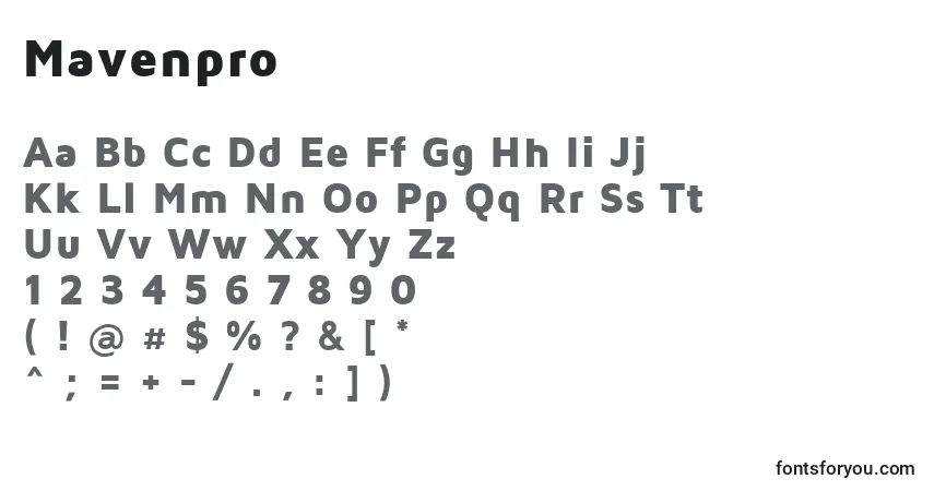 A fonte Mavenpro – alfabeto, números, caracteres especiais