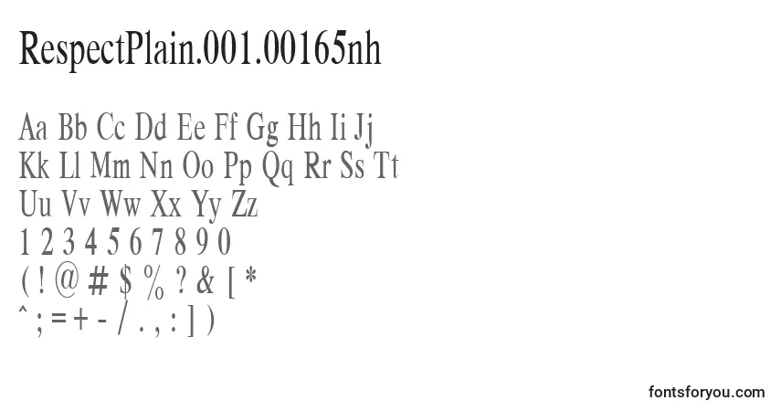Czcionka RespectPlain.001.00165nh – alfabet, cyfry, specjalne znaki