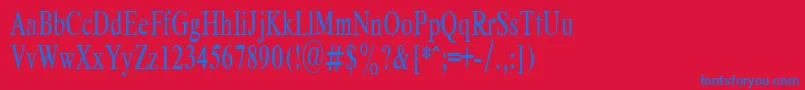 Czcionka RespectPlain.001.00165nh – niebieskie czcionki na czerwonym tle