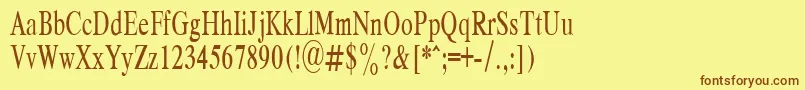 フォントRespectPlain.001.00165nh – 茶色の文字が黄色の背景にあります。