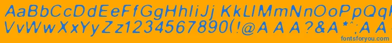 GaussianBlurItalic-fontti – siniset fontit oranssilla taustalla