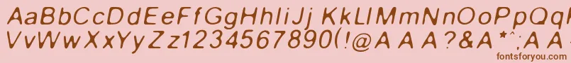 Fonte GaussianBlurItalic – fontes marrons em um fundo rosa