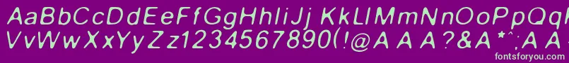 GaussianBlurItalic Font – Green Fonts on Purple Background