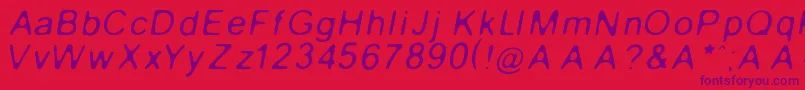 フォントGaussianBlurItalic – 赤い背景に紫のフォント