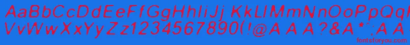 GaussianBlurItalic Font – Red Fonts on Blue Background