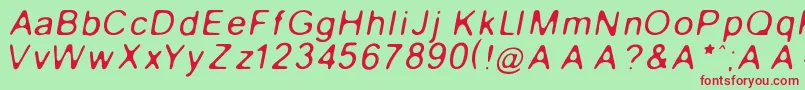 GaussianBlurItalic Font – Red Fonts on Green Background