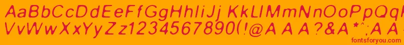 GaussianBlurItalic Font – Red Fonts on Orange Background